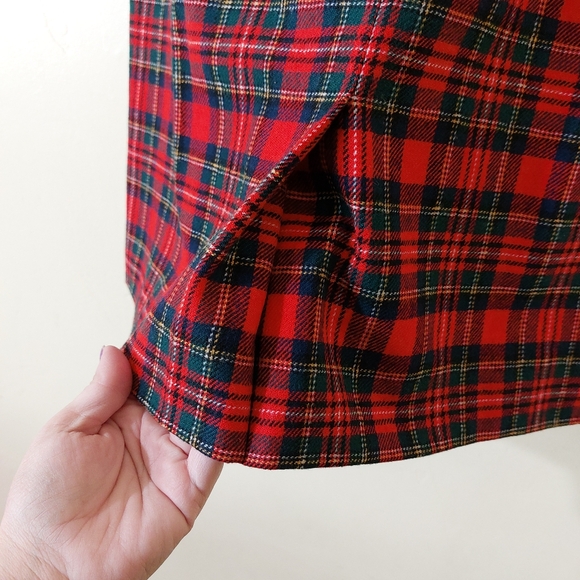 Pendleton Prince Charles Tartan Plaid 100% Virgin Wool Red Pencil Skirt Petite 8 - Picture 8 of 12
